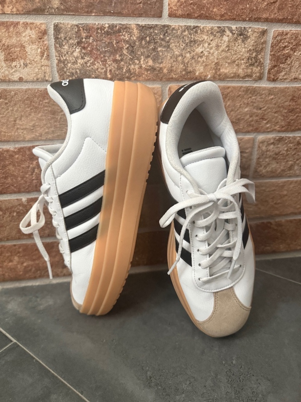 Adidas VL Court Bold Platform Sneaker Black White Kids', Size 7 Youth
